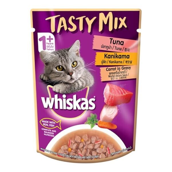 Whiskas Tasty Mix Adult Tuna With Kanikama and Carrot in Gravy