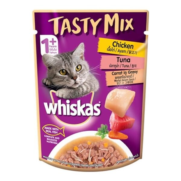 Whiskas Tasty Mix Adult Chicken with Tuna and Carrot in Gravy 70g