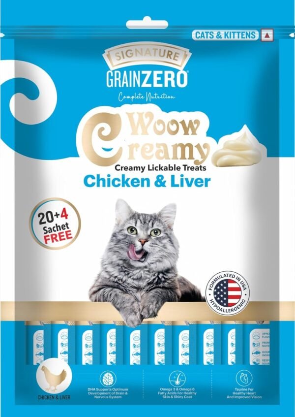 Signature Grain Zero Woow Creamy Cat Treats – Chicken & Liver