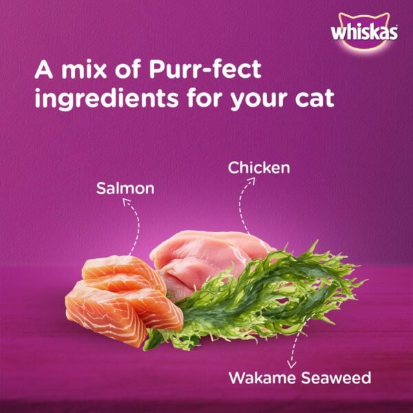 Whiskas Tasty Mix Adult Chicken Salmon Wakame Seaweed in Gravy - Image 10