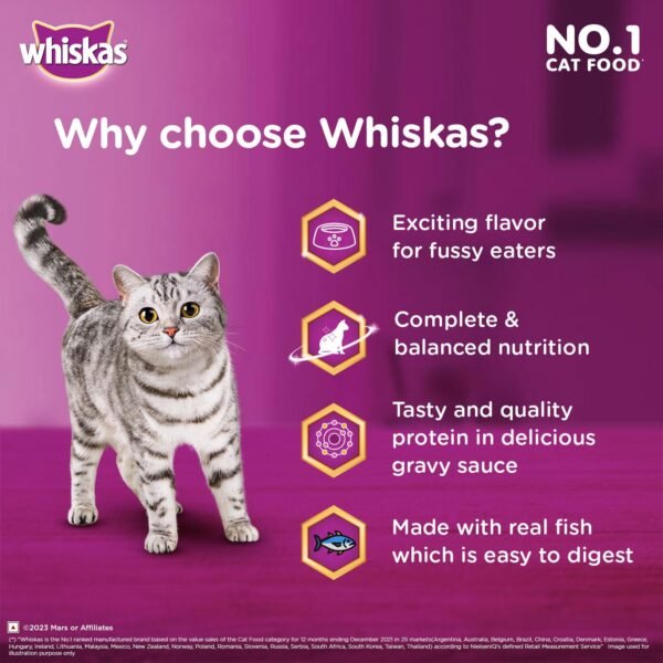 Whiskas Tasty Mix Adult Seafood Cocktail With Wakame Seaweed in Gravy 70g - Image 4