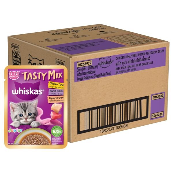 Whiskas Tasty Mix Junior Chicken, Tuna with Sweet Potato in Gravy