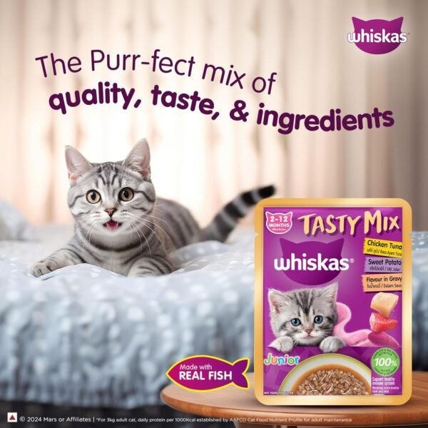 Whiskas Tasty Mix Junior Chicken, Tuna with Sweet Potato in Gravy - Image 2