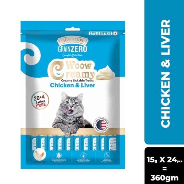 Signature Grain Zero Woow Creamy Cat Treats – Chicken & Liver - Image 2